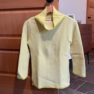Boden Yellow/White Cowl Neck Sweater with 3/4 Sleeves